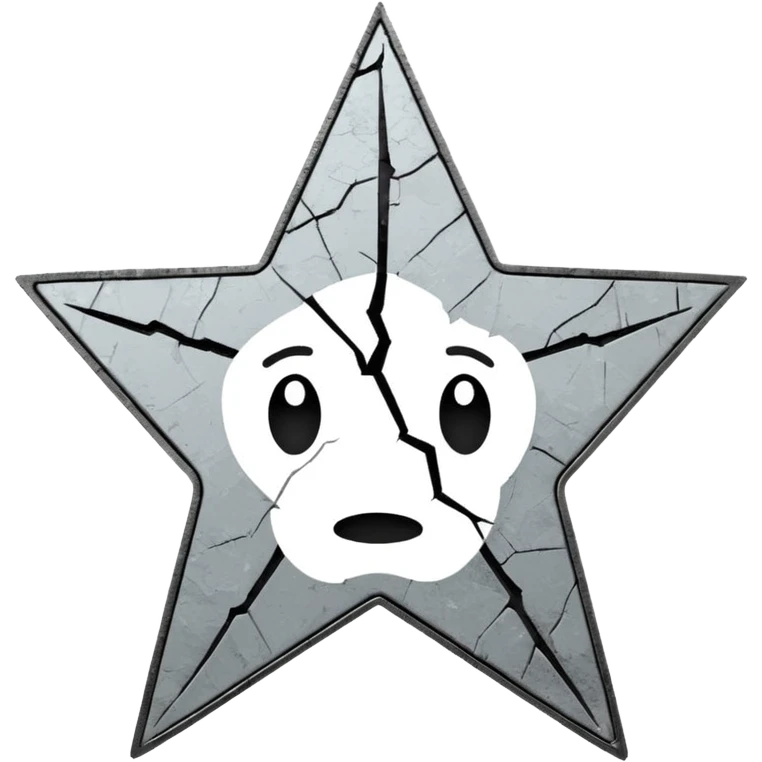 Minimalist emoji-style sticker of a cracked Walk of Fame star with a faint claw mark coming from below, grayscale and ash tones


 emoji