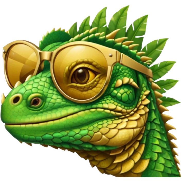 iguana head with golden sunglasses emoji