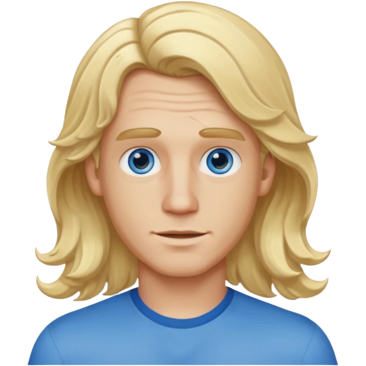 Blonde dude with wavy superlong middle part emoji