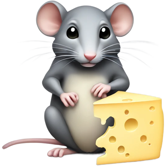 Sad looking rat holding a piece of cheese emoji