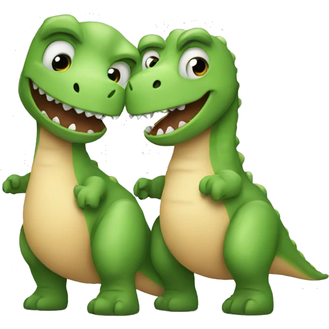 two dinosaurs hugging emoji
