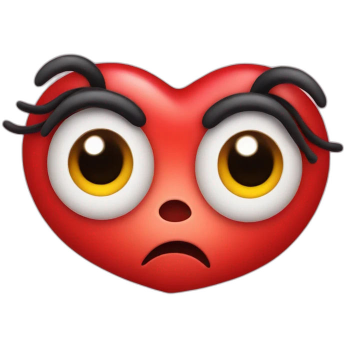 Animated red heart, with big eyes and eyelashes emoji
