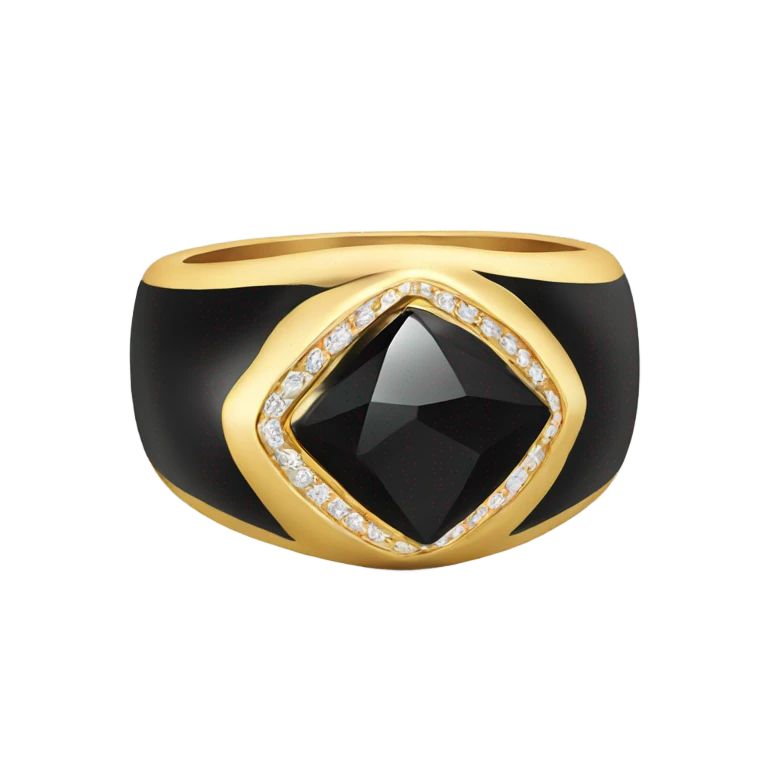 gold ring with black oval diamond emoji