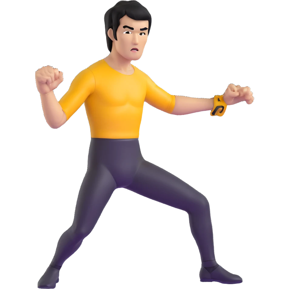 Bruce Lee performing his famous one-inch punch martial arts move emoji