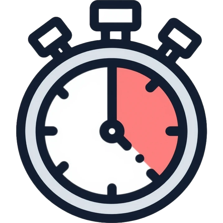 Stopwatch showing 1 minute and 58 seconds, hands pointing just before the 2-minute mark, symbolizing the two-minute rule in productivity emoji