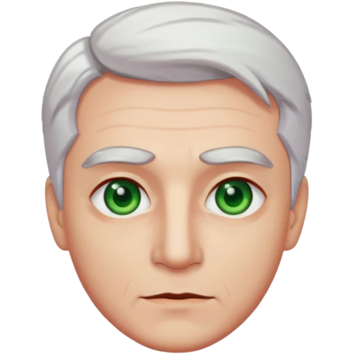A man with red eye, brown eyebrow, hair white and green like a leeks emoji