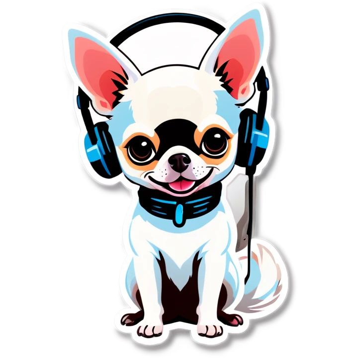 white chihuahua with headphone  emoji