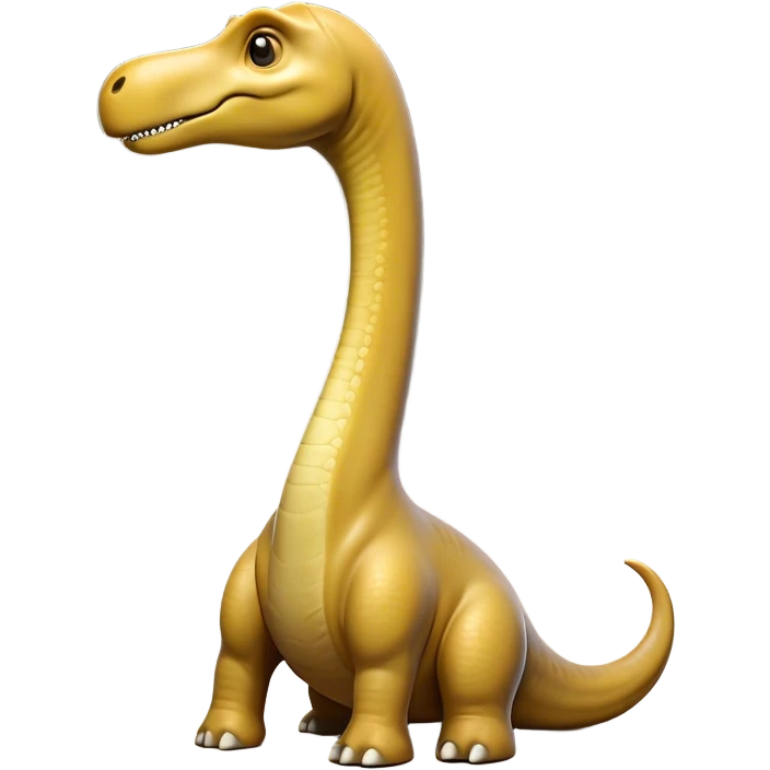 Beautiful and Majestic Brachiosaurus Portrait Emoji, Head and body resting in serene repose with a gentle, confident expression, showcasing its monumental, elongated neck and a small, refined head with tranquil eyes, Simplified yet exquisitely endearing features, highly detailed, glowing with a soft, drowsy golden light, high shine, relaxed and utterly majestic, stylized with an air of timeless prehistoric splendor, soft glowing outline, capturing the essence of a beautiful and majestic Brachiosaurus that feels destined to become the next viral icon of awe-inspiring ancient beauty! emoji