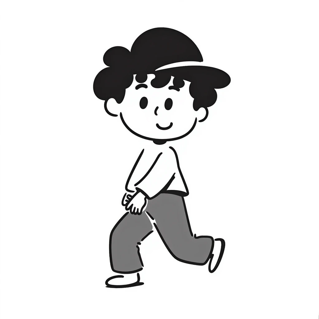 Simple sketch of a boy with a baseball cap emoji