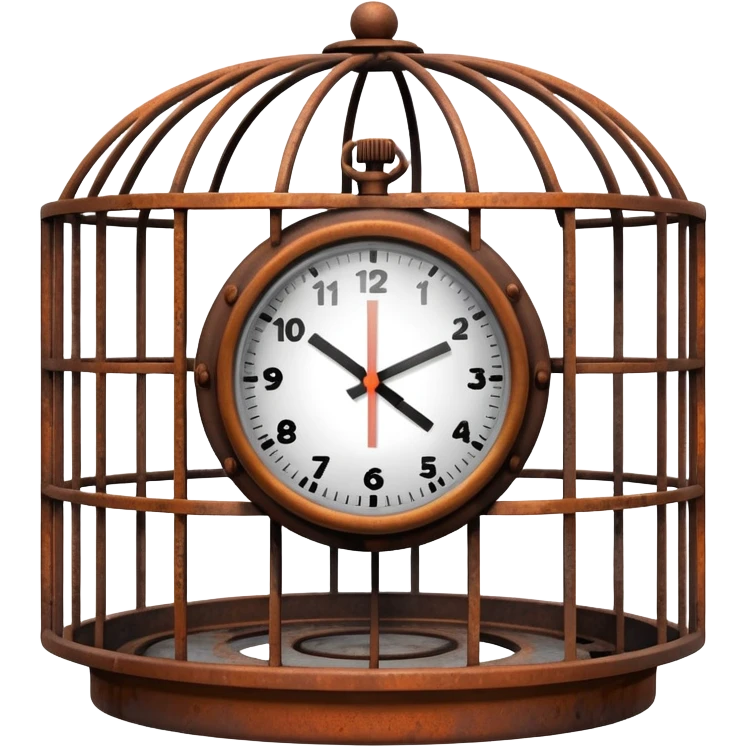 clock trapped inside a cage emoji