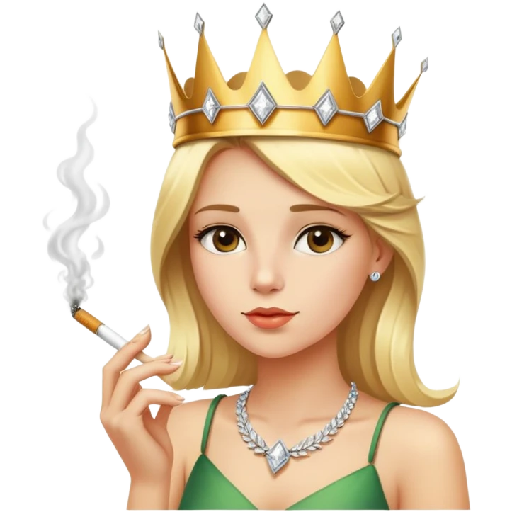 A Blondie, beautiful girl with a cigarette of wheat with a crown of diamond emoji