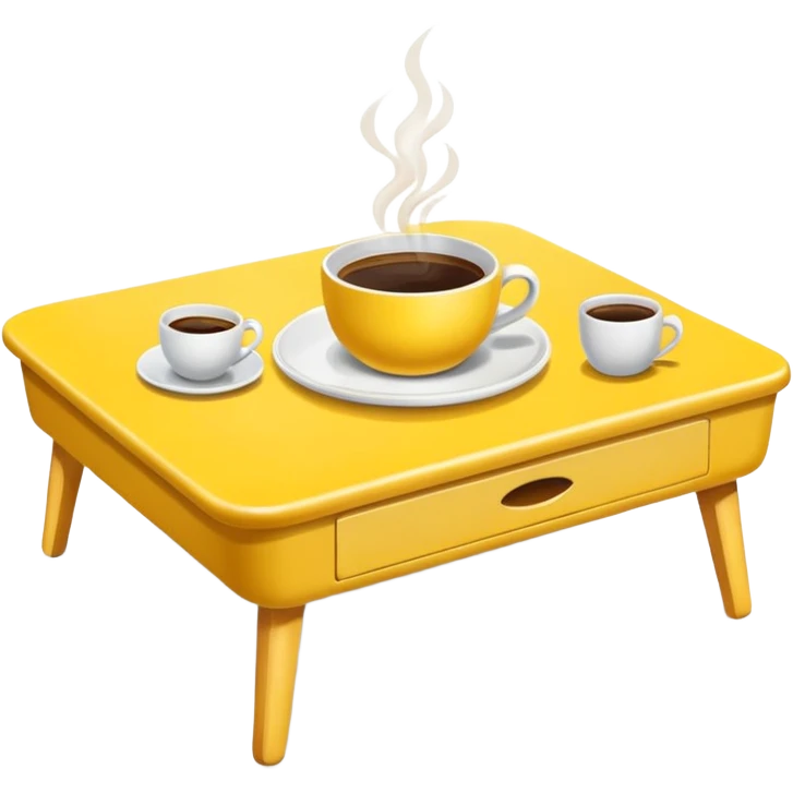 yellow coffe table, coffee on top
 emoji