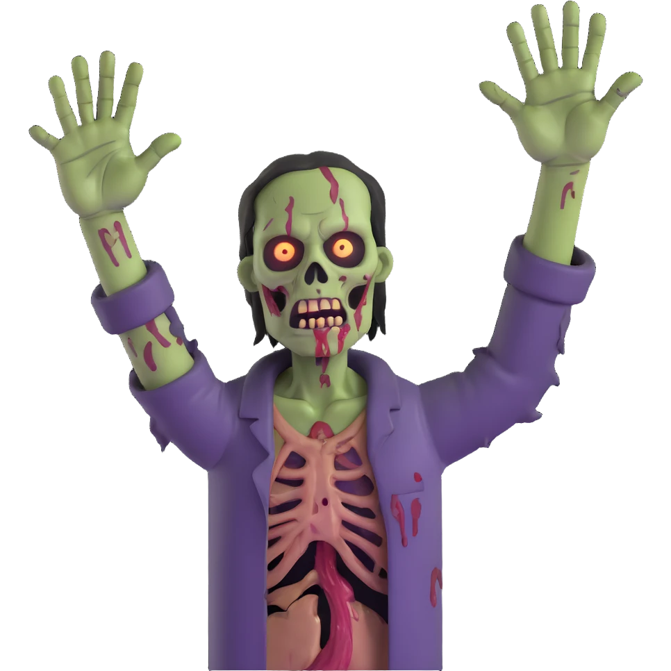 zombie with decaying flesh raising hands in the air emoji