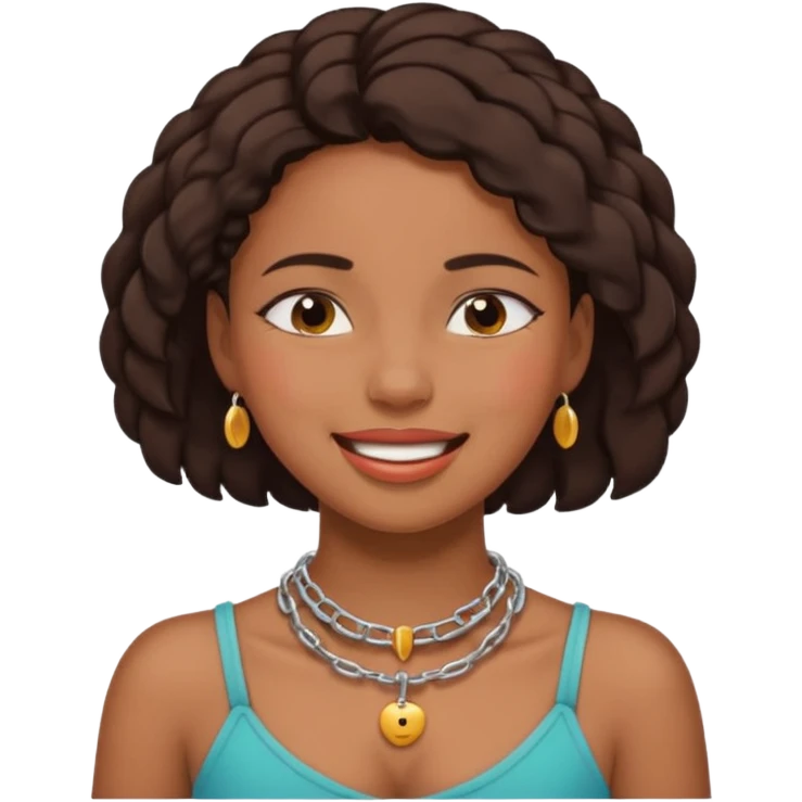 Black girl smiling eyes closed while choking herself on her neck  emoji