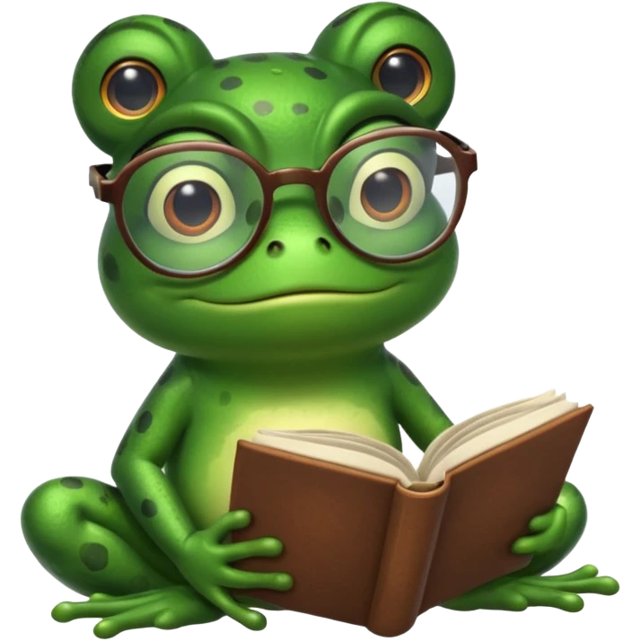 frog with glasses and book emoji