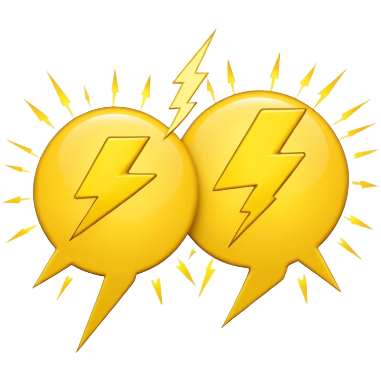two speech bubbles with a lightning bolt between them emoji