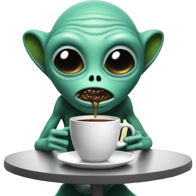 alien drinking coffee emoji