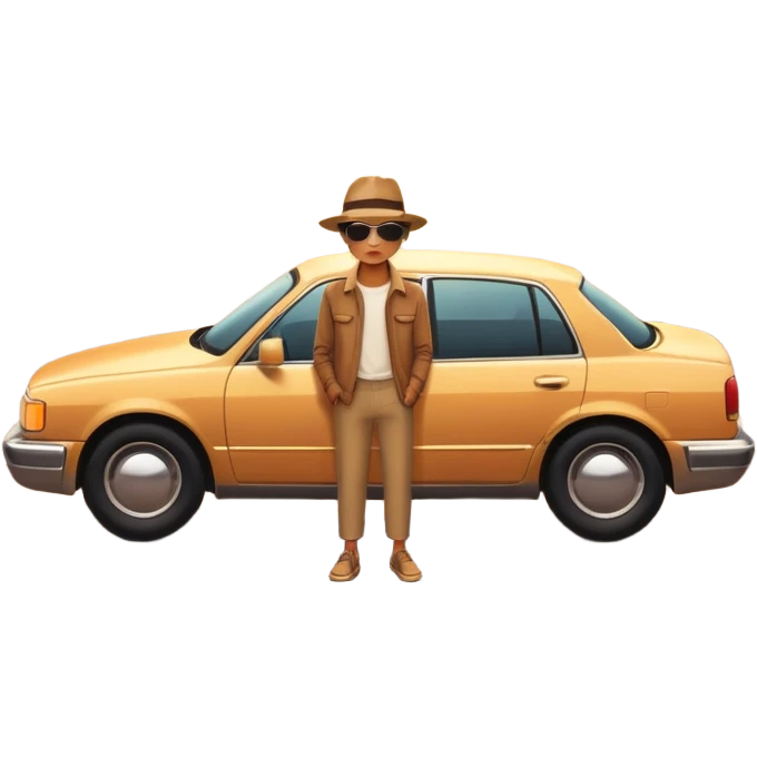 A parked car rests on the side of a long with a person outside , empty road stretching toward a golden sunset. The sky glows with warm colors, and the landscape ahead feels open, peaceful, and full of promise. love  emoji