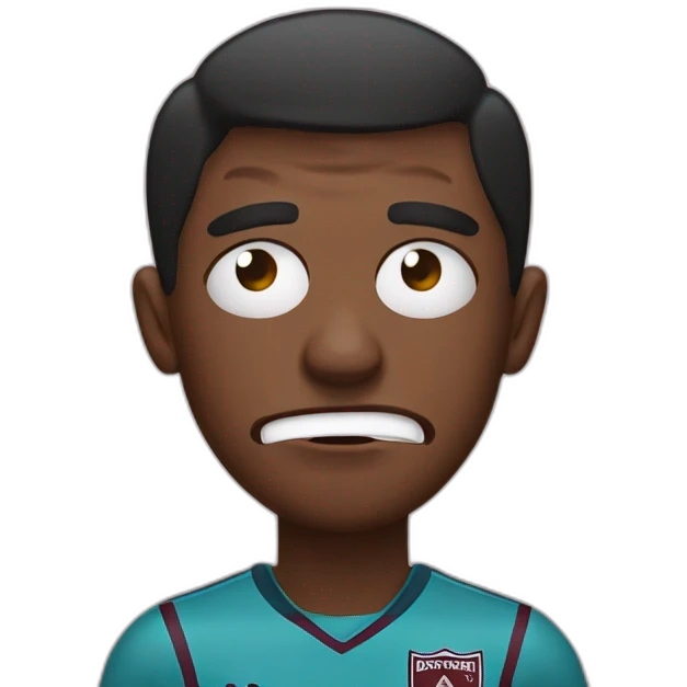 West ham fan crying in shirt with tears down face emoji