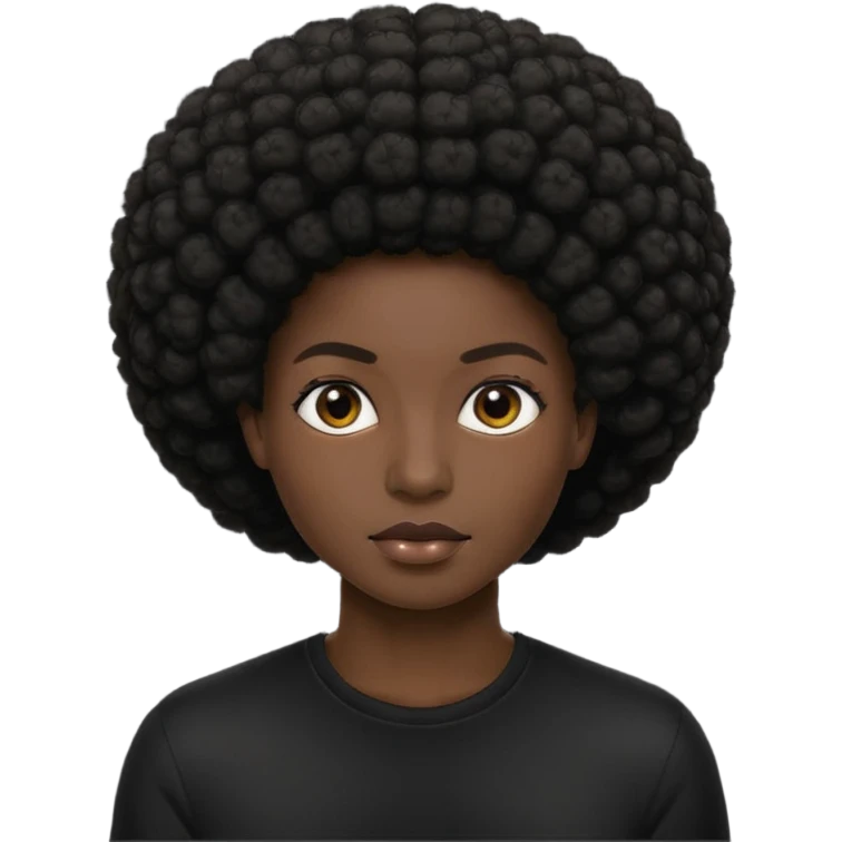 black model + body + afro + black shirt emoji