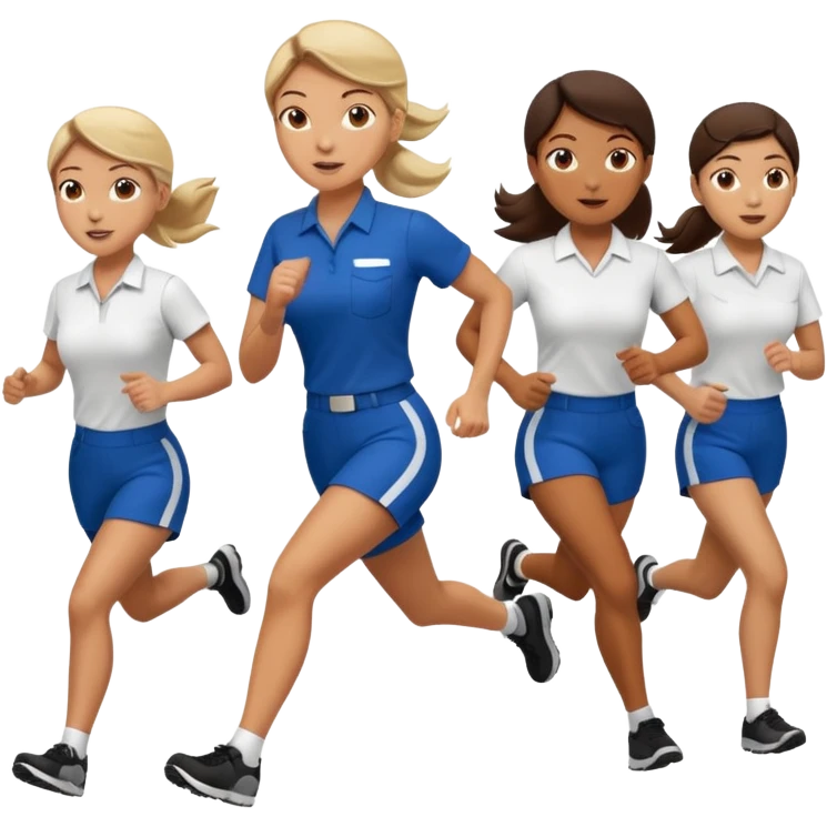 catch me while you can -- a female co-worker running and people trying to catch her emoji