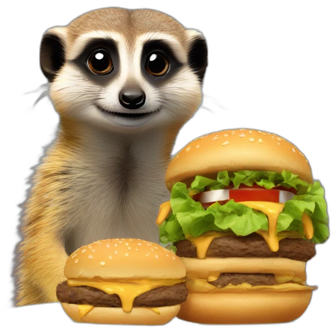 Meerkat and warthog eat hamburgers  emoji