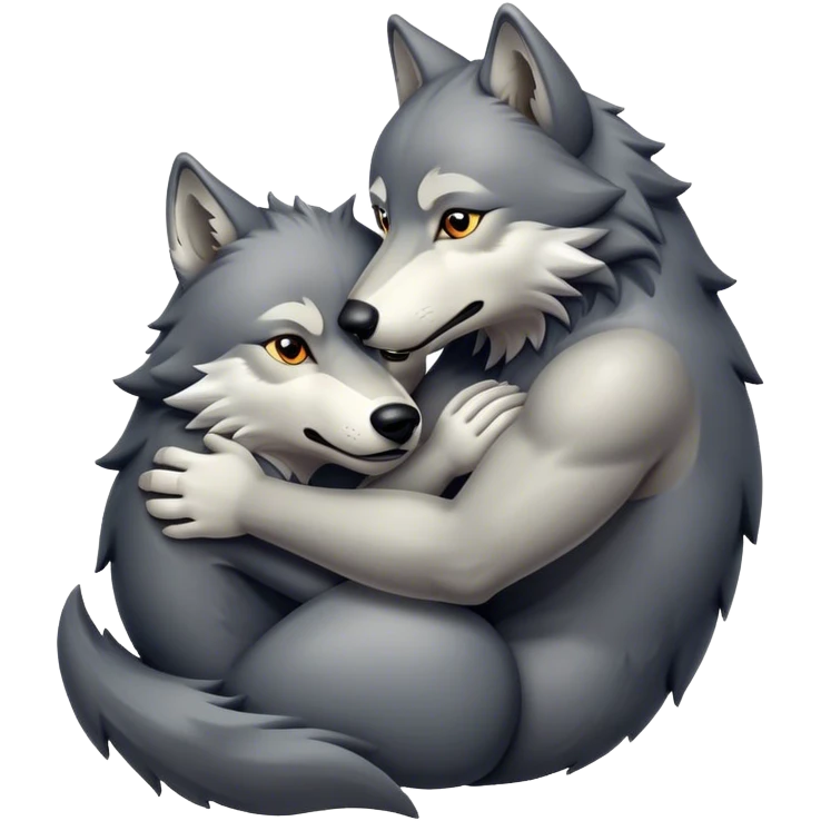 Wolf hugging another wolf emoji