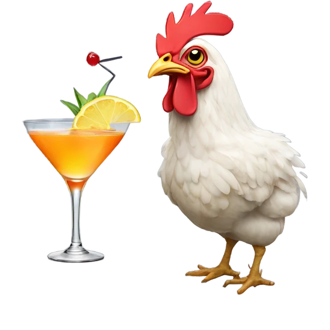 Chicken drinking a cocktail emoji