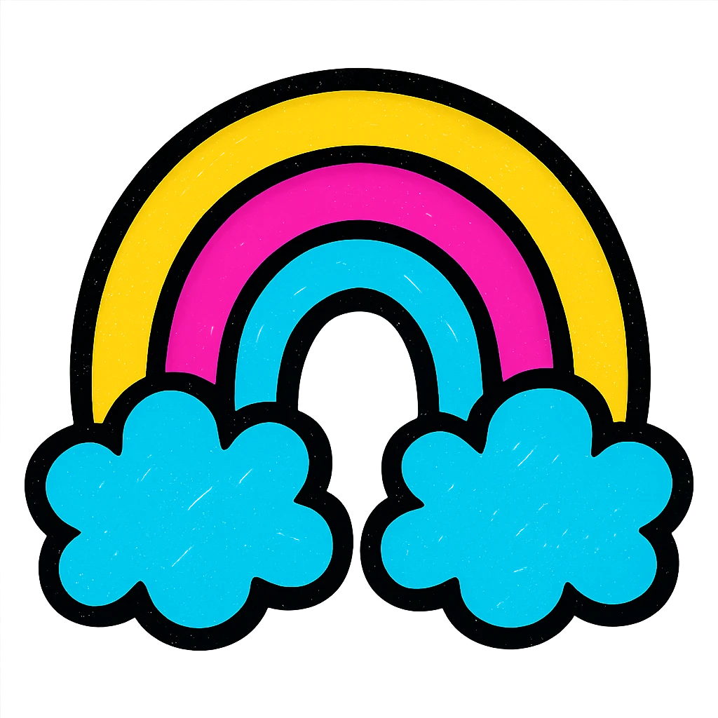 vibrant rainbow with clouds, vibrant pop colors emoji