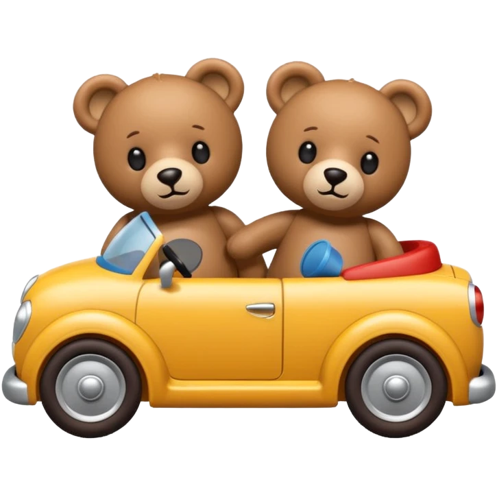 Two teddy bears in car emoji