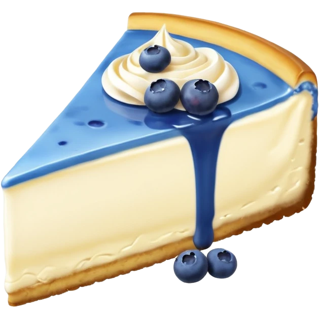 one slice of cheesecake with blue cream on top and blueberries without a plate emoji