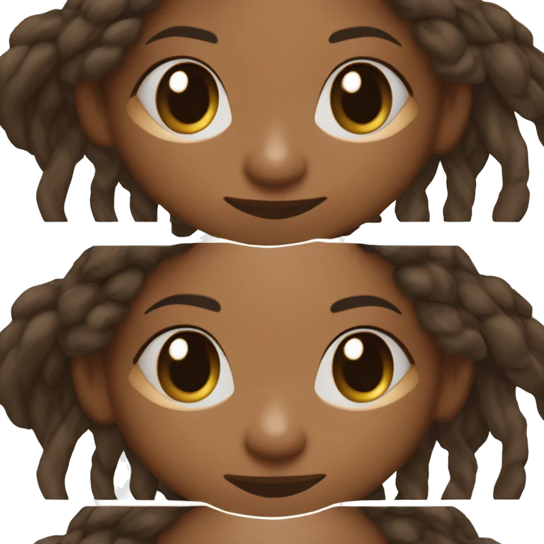 brown skin african american woman 35 years old with skinny long dreadlocks beautiful smile big black eyes rectangle face shape wide african nose  emoji