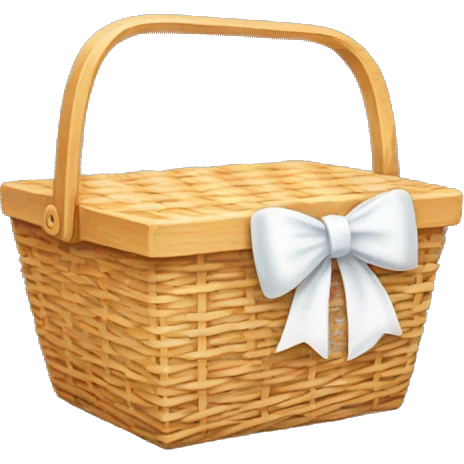 picnic basket with a white bow on it emoji