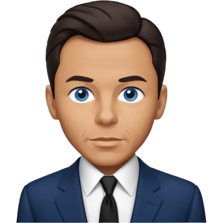 Frank Sinatra with blue eyes, dark brown hair, navy blue outfit emoji