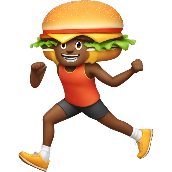 Running person thinking in a burger emoji