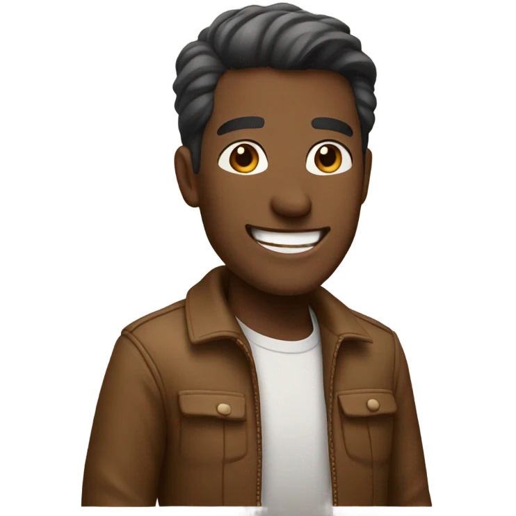 smiling man in brown jacket emoji