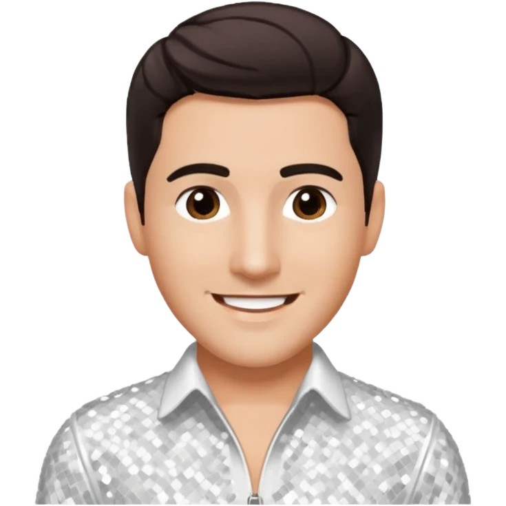 Jonathan Knight from NKOTB with dark brown hair, white sequin outfit emoji