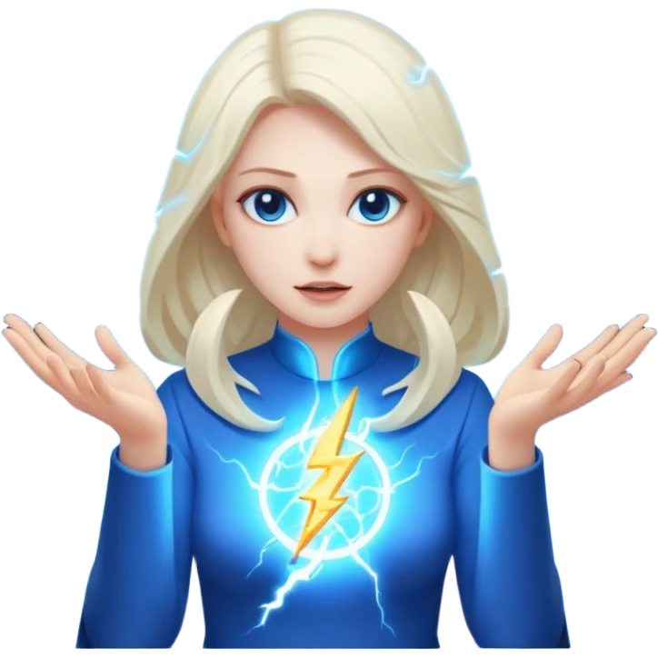woman summoning electric emoji