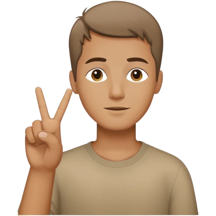 Man with short hair saying peace emoji