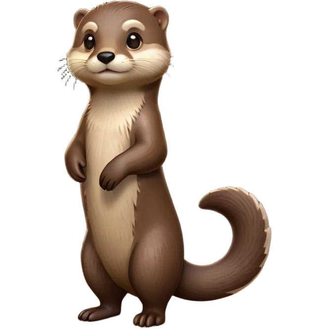 cinematic-noble [otter]-realistic-full-body-standing-emoji,-tail-tucked-close,-head-tilted-dramatically,-sleek-[brown]-fur,-simplified-yet-realistic-focused-features,-highly-detailed,-glowing-with-an-almost-sarcastic-glow  expressive eyes emoji