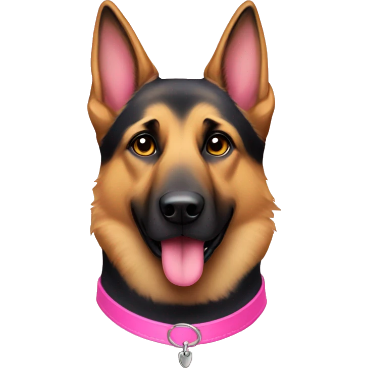German Shepard wearing pink collar  emoji