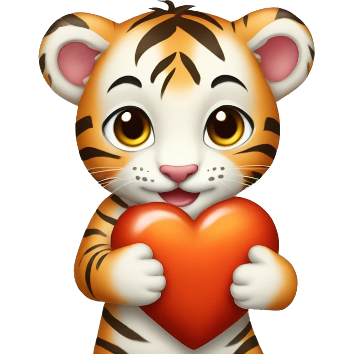 Baby Tiger Holding Hearth in his Both Arms  emoji