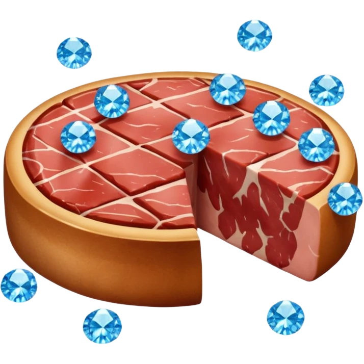 Meat with diamond textur and blue color emoji