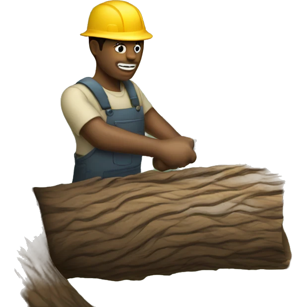 Man cutting down tree emoji