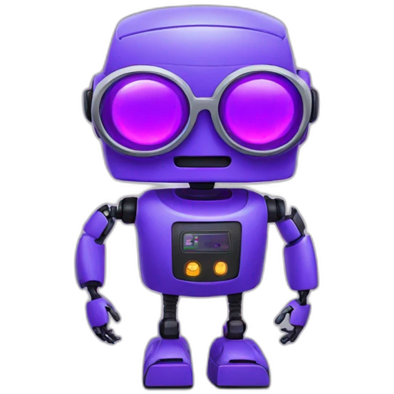 Neon purple robot wearing glasses emoji