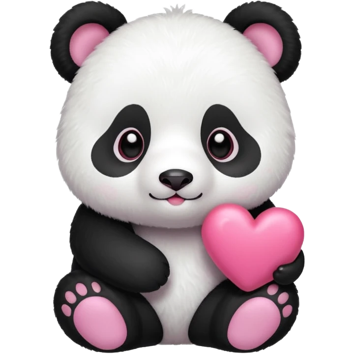 Panda blanco corazón rosa kawaii emoji