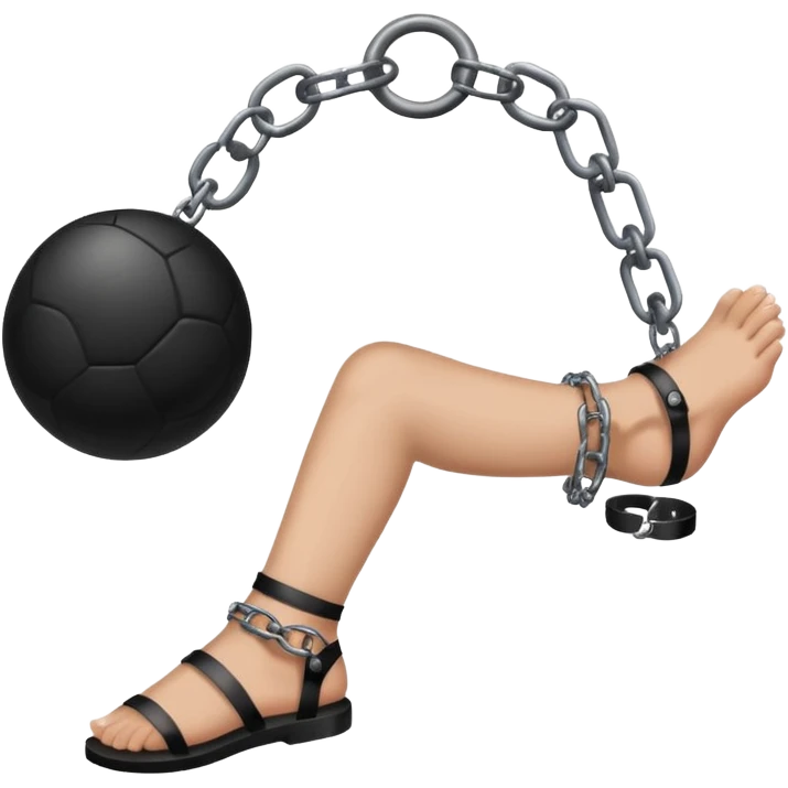 prison ball and chain with ankle cuff black simple no shoes emoji