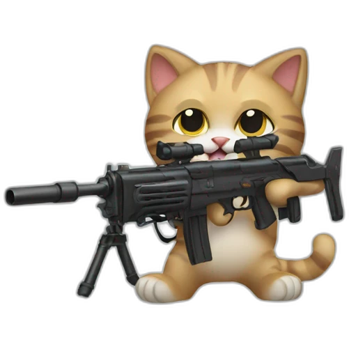 Cat firing a machine gun emoji