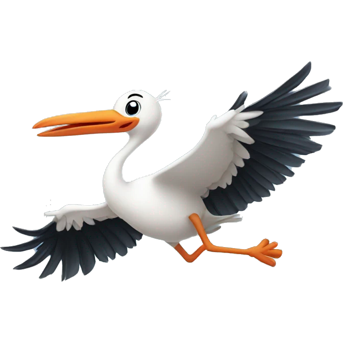 stork flying with baby boy emoji
