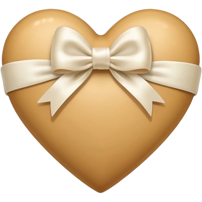 beige heart with white bow emoji